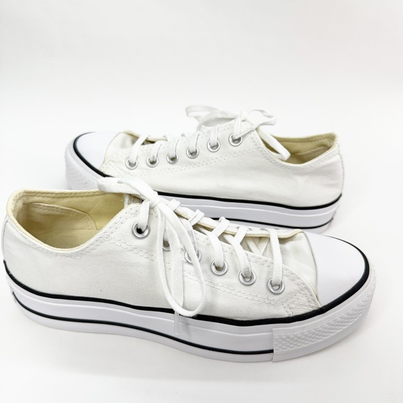 Converse Chuck Taylor All Star Platform White Canvas Low Top Sneakers W US 7.5 - Picture 6 of 9